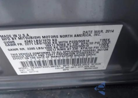 2014 Mitsubishi Outlander Sport Se z USA, uszkodzony, nr VIN 4A4AR4AU6EE025684